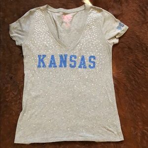 Low cut v neck Kansas Jayhawks shirt